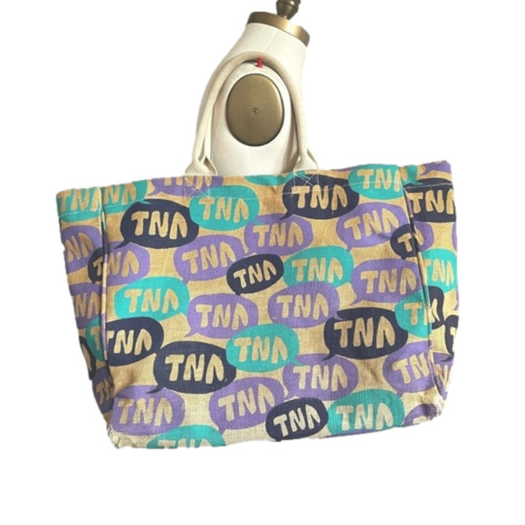 Aritzia Handbags - Aritzia TNA Logo Burlap Beach Bag Tote - Large